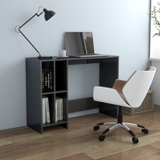 Työpöytä korkeakiilto harmaa 102,5x35x75 cm lastulevy - Sisustajankoti.fi