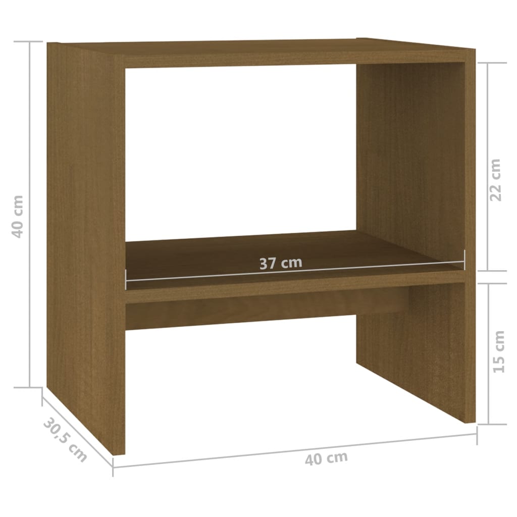 Yöpöydät 2 kpl hunajanruskea 40x30,5x40 cm täysi mänty - Sisustajankoti.fi