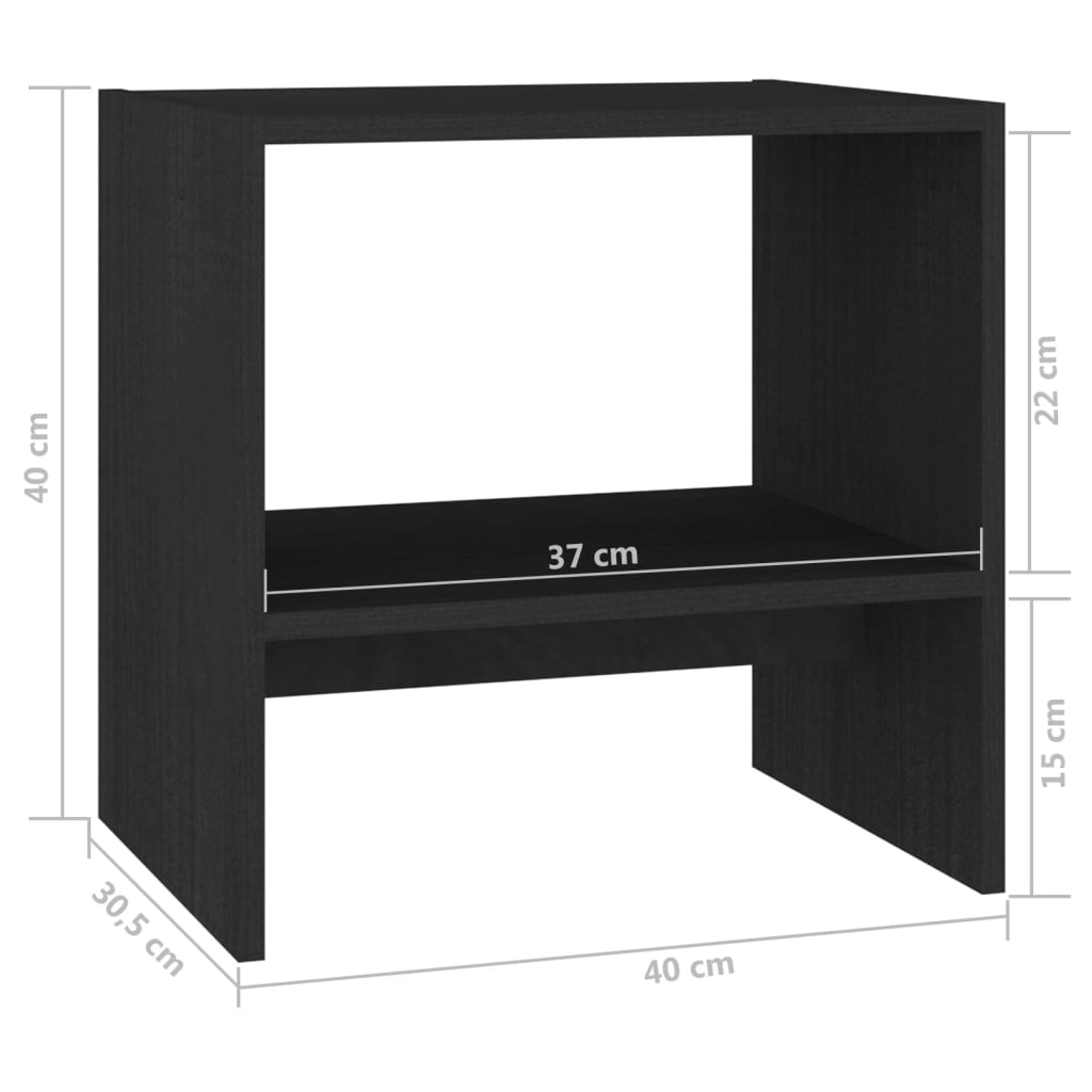 Yöpöydät 2 kpl musta 40x30,5x40 cm täysi mänty - Sisustajankoti.fi