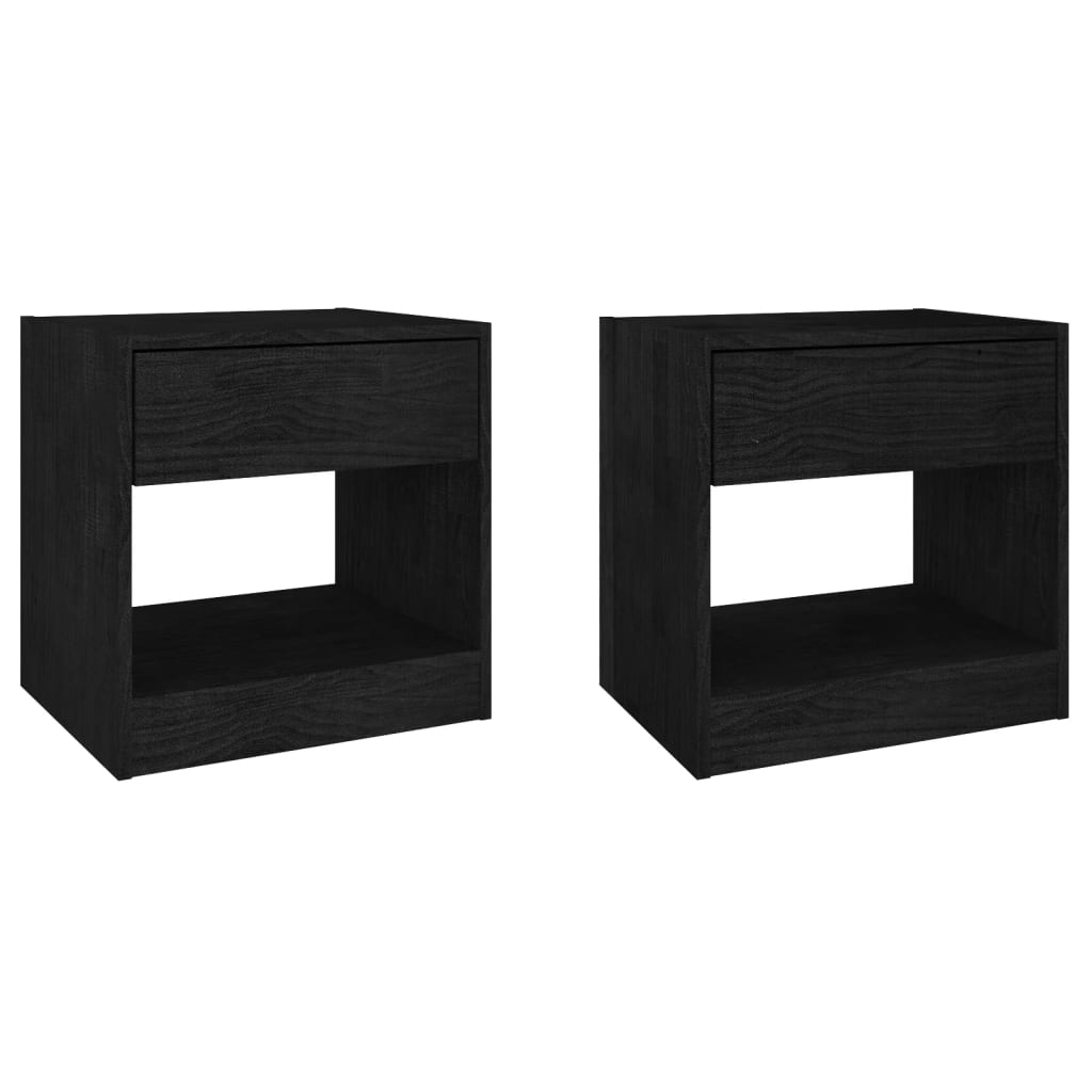 Yöpöydät 2 kpl musta 40x31x40 cm täysi mänty - Sisustajankoti.fi