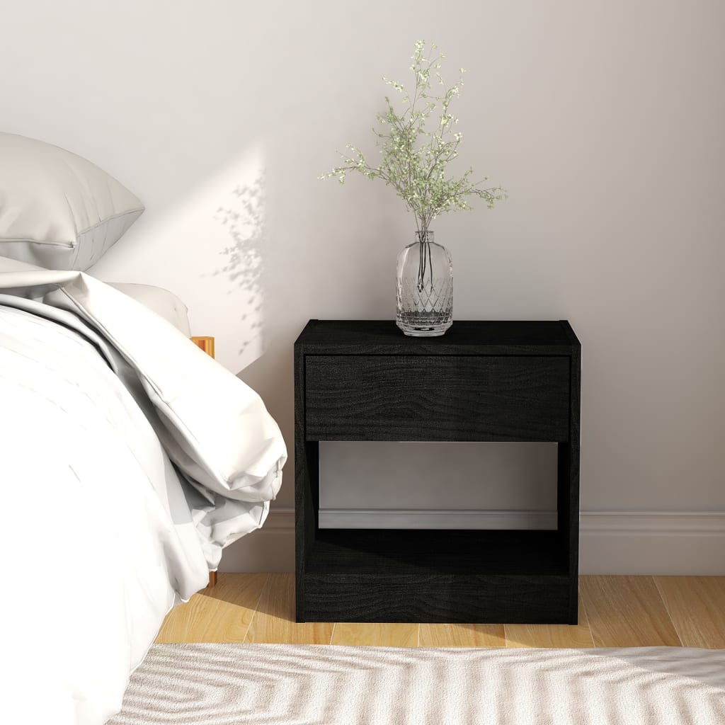 Yöpöydät 2 kpl musta 40x31x40 cm täysi mänty - Sisustajankoti.fi
