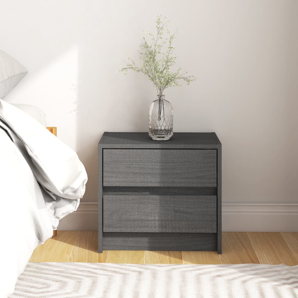 Yöpöytä harmaa 40x30,5x35,5 cm täysi mänty - Sisustajankoti.fi