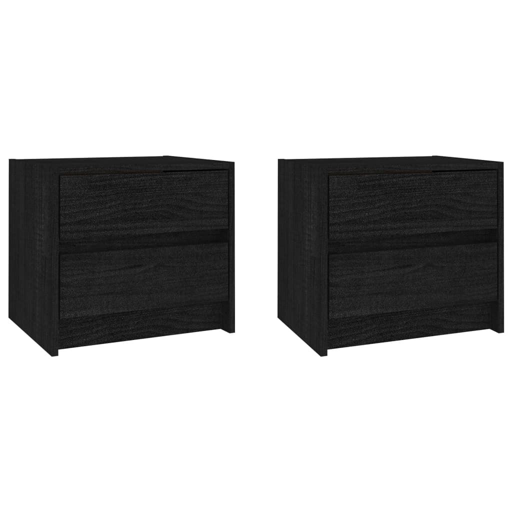 Yöpöydät 2 kpl musta 40x30,5x35,5 cm täysi mänty - Sisustajankoti.fi