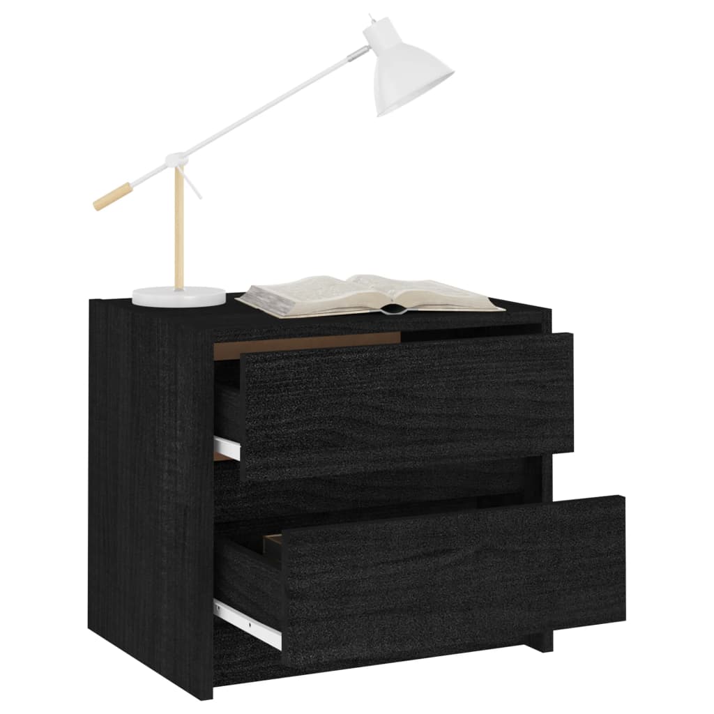 Yöpöydät 2 kpl musta 40x30,5x35,5 cm täysi mänty - Sisustajankoti.fi