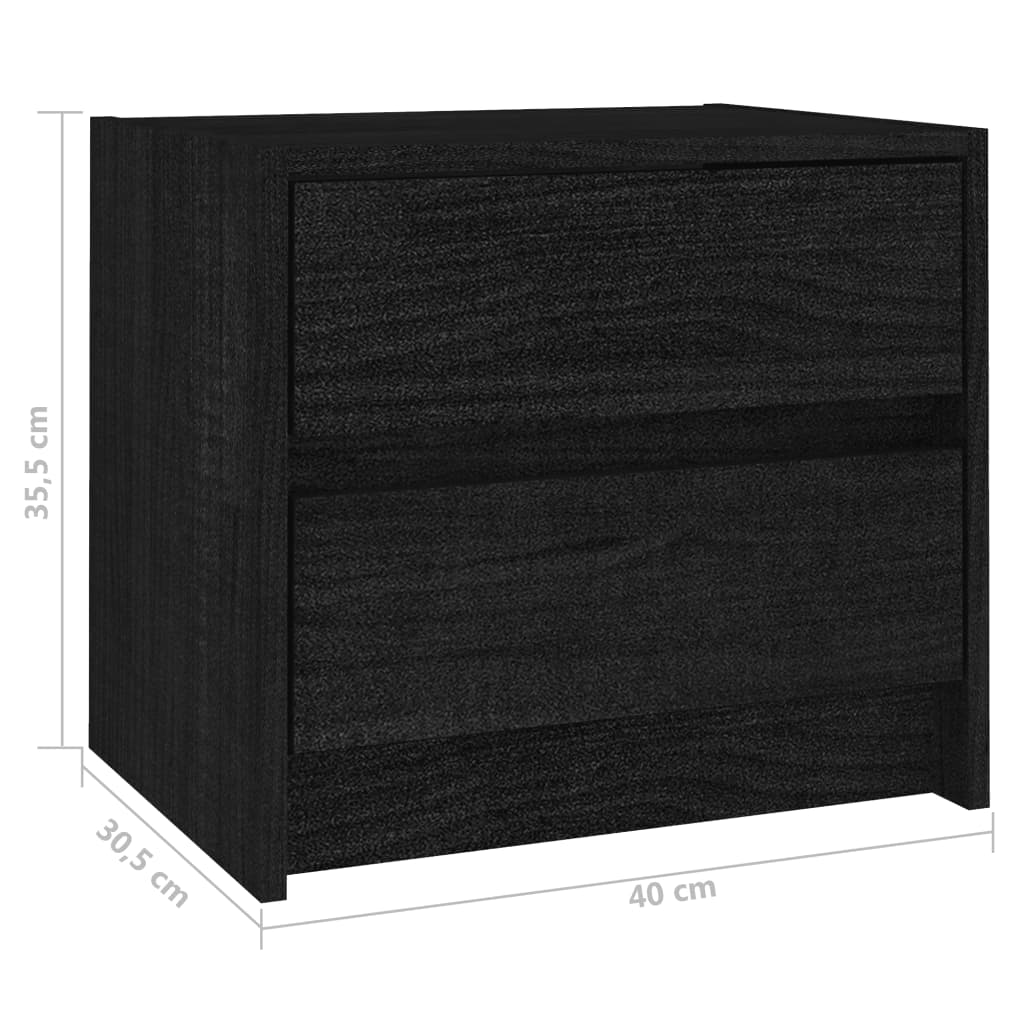 Yöpöydät 2 kpl musta 40x30,5x35,5 cm täysi mänty - Sisustajankoti.fi