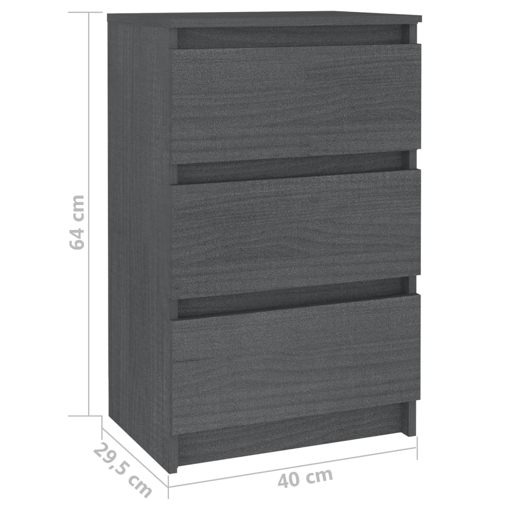 Yöpöytä harmaa 40x29,5x64 täysi mänty - Sisustajankoti.fi