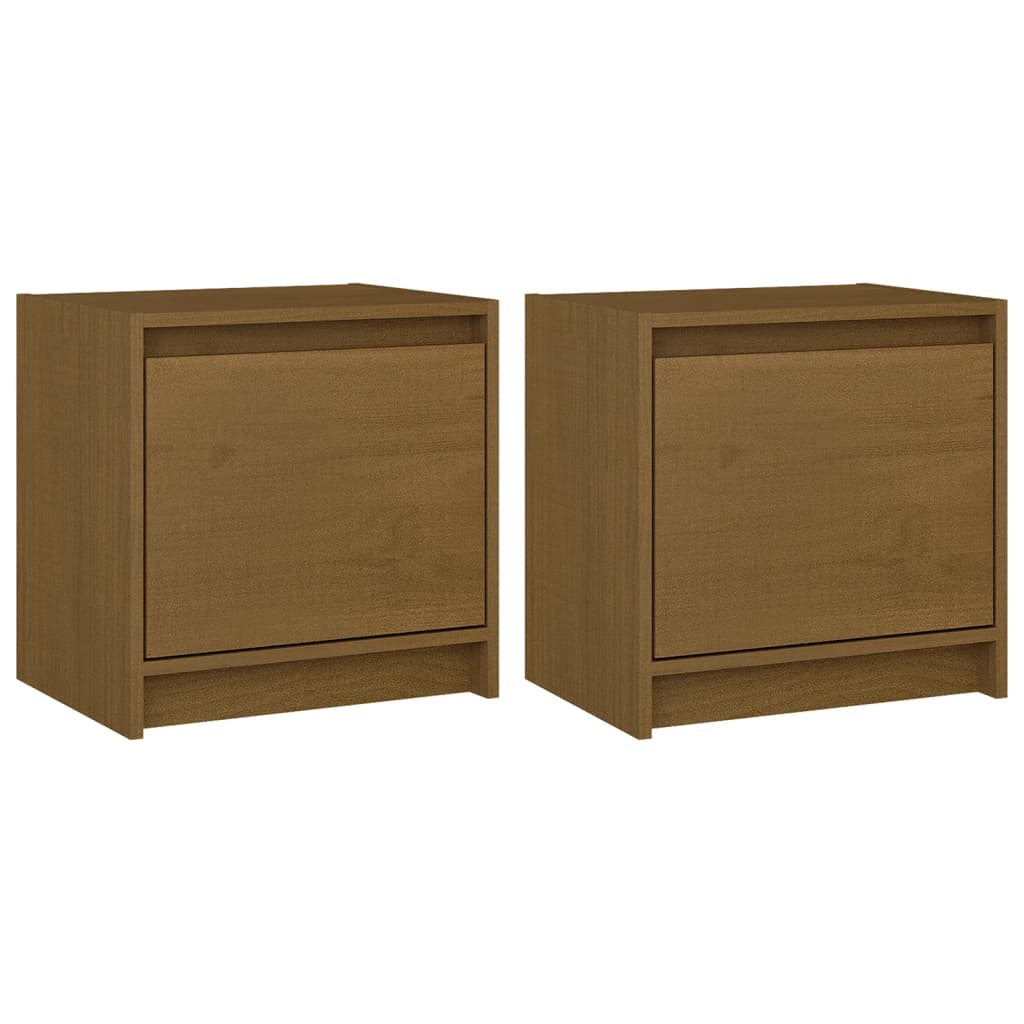 Yöpöydät 2 kpl hunajanruskea 40x30,5x40 cm täysi mänty - Sisustajankoti.fi