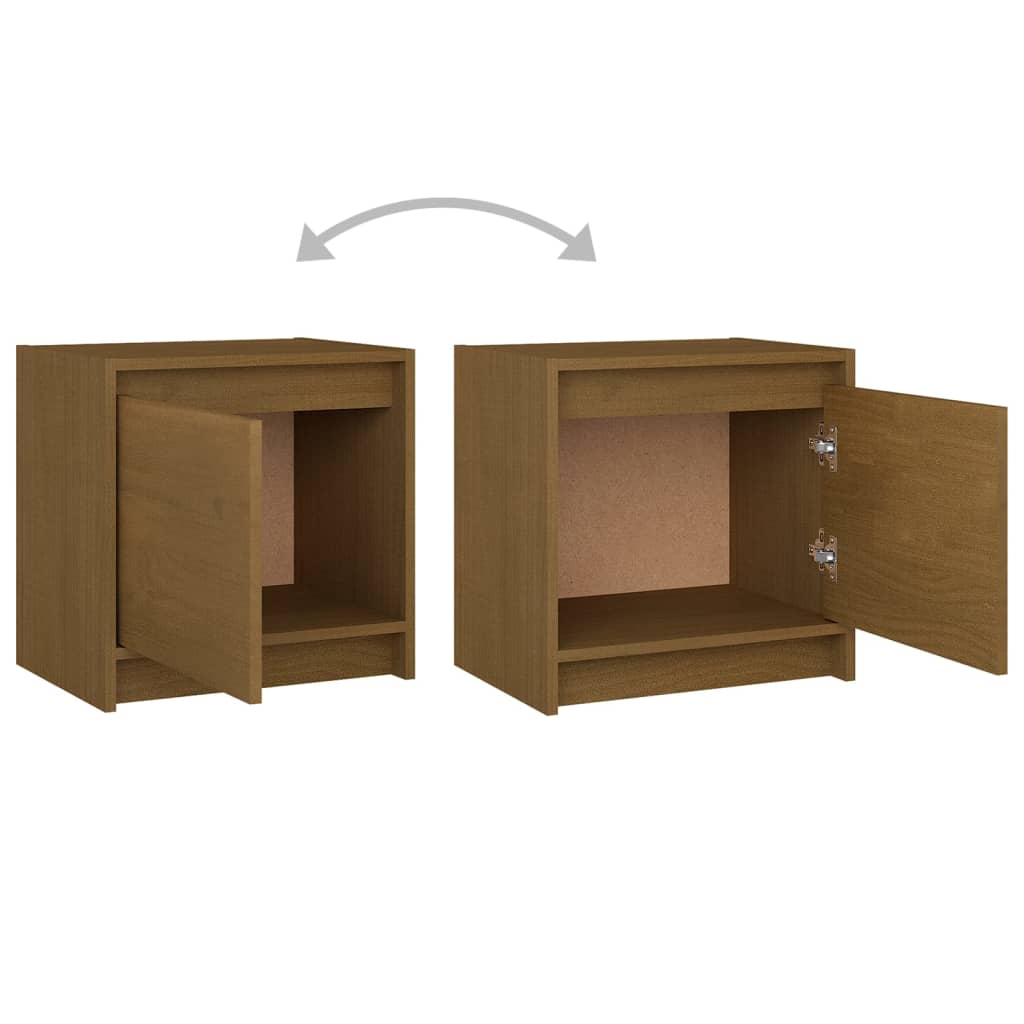 Yöpöydät 2 kpl hunajanruskea 40x30,5x40 cm täysi mänty - Sisustajankoti.fi