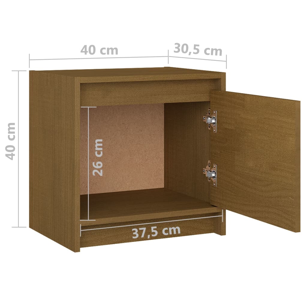 Yöpöydät 2 kpl hunajanruskea 40x30,5x40 cm täysi mänty - Sisustajankoti.fi