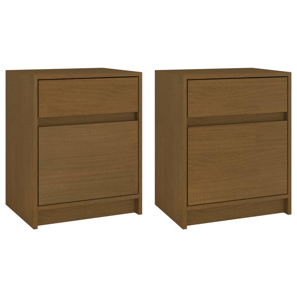 Yöpöydät 2 kpl hunajanruskea 40x31x50 cm täysi mänty - Sisustajankoti.fi