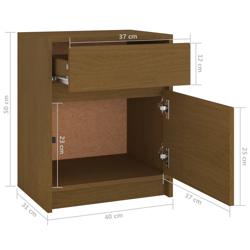 Yöpöydät 2 kpl hunajanruskea 40x31x50 cm täysi mänty - Sisustajankoti.fi
