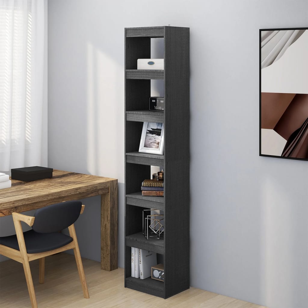 Kirjahylly/tilanjakaja harmaa 40x30x199 cm täysi mänty - Sisustajankoti.fi