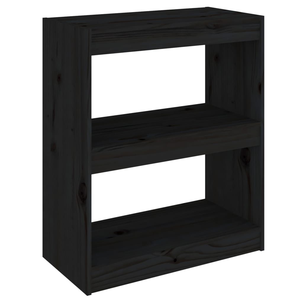 Kirjahylly/tilanjakaja musta 60x30x71,5 cm täysi mänty - Sisustajankoti.fi