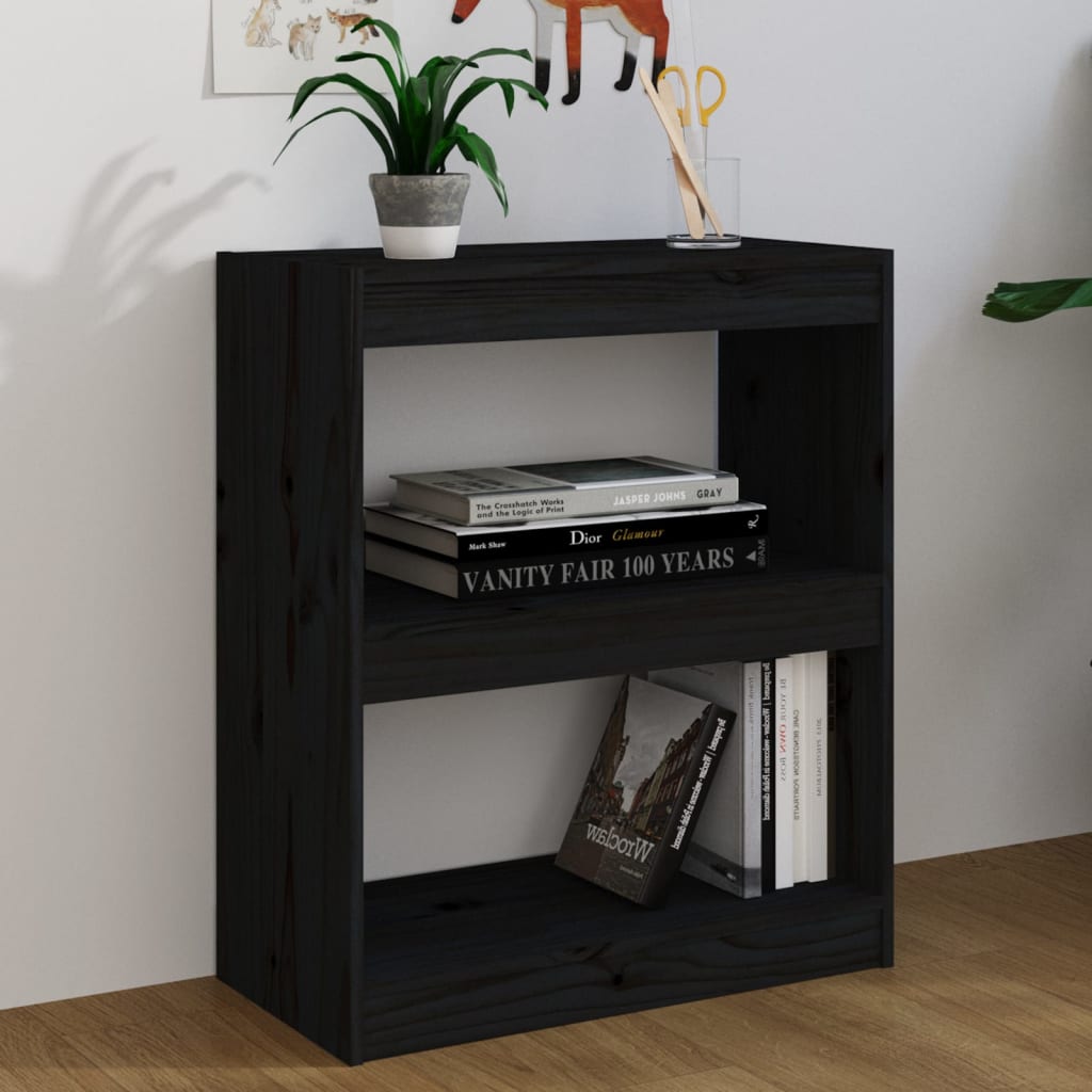Kirjahylly/tilanjakaja musta 60x30x71,5 cm täysi mänty - Sisustajankoti.fi
