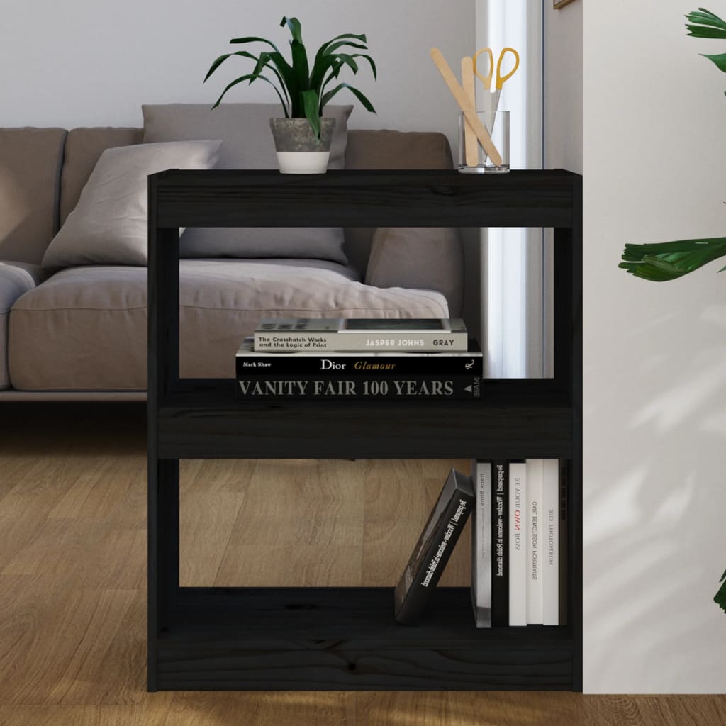 Kirjahylly/tilanjakaja musta 60x30x71,5 cm täysi mänty - Sisustajankoti.fi