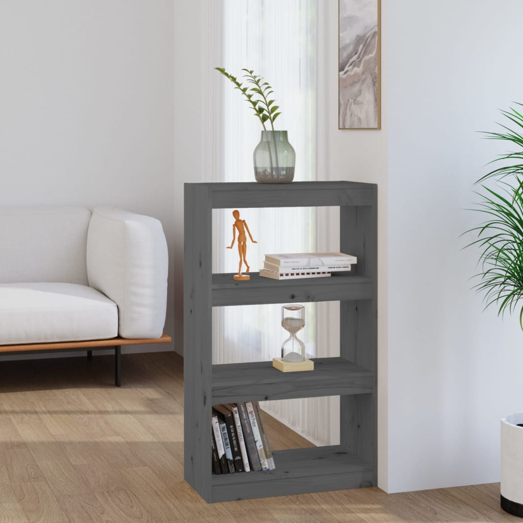 Kirjahylly/tilanjakaja harmaa 60x30x103,5 cm täysi mänty - Sisustajankoti.fi