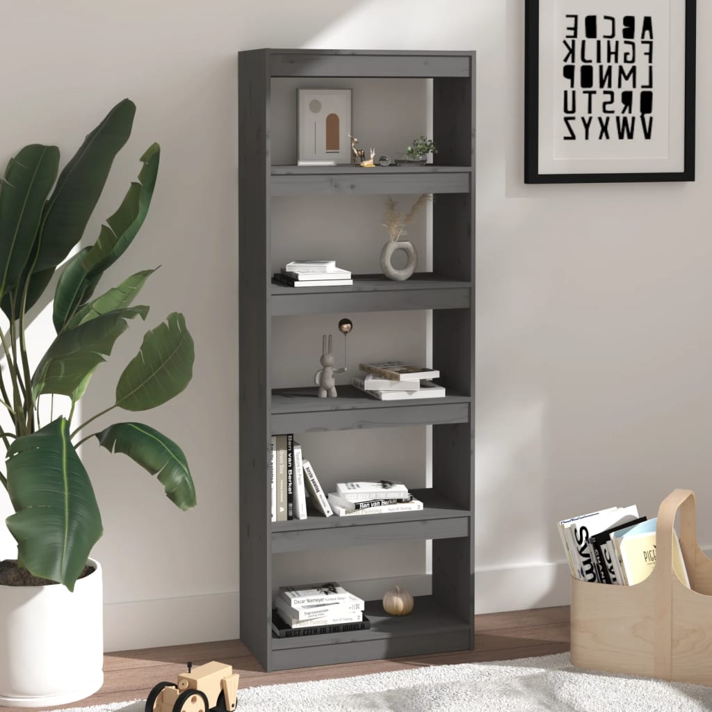 Kirjahylly/tilanjakaja harmaa 60x30x167,5 cm täysi mänty - Sisustajankoti.fi