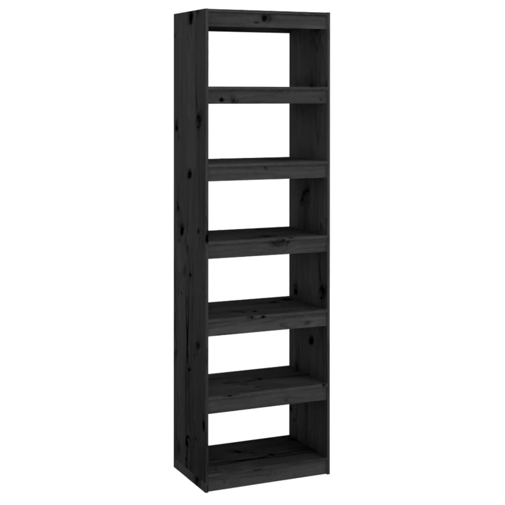 Kirjahylly/tilanjakaja musta 60x30x199,5 cm täysi mänty - Sisustajankoti.fi