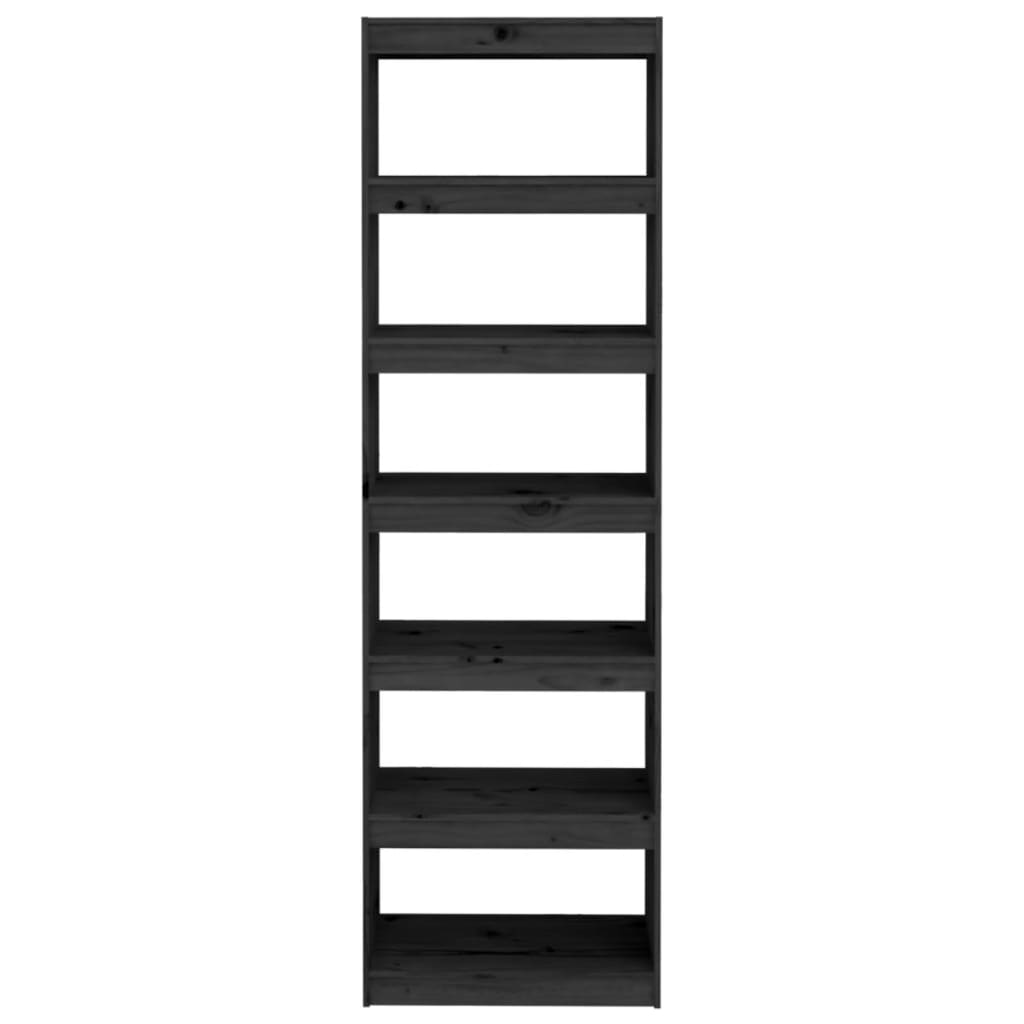 Kirjahylly/tilanjakaja musta 60x30x199,5 cm täysi mänty - Sisustajankoti.fi