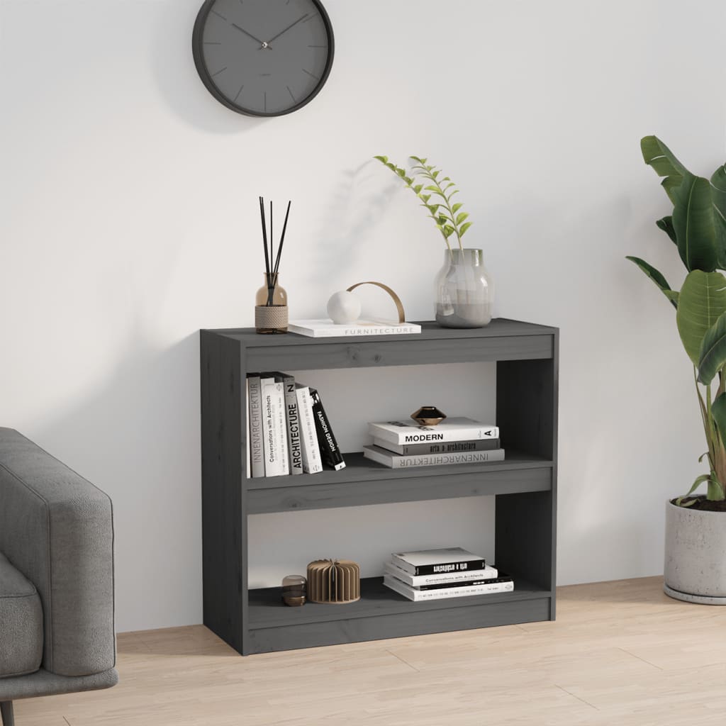 Kirjahylly/tilanjakaja harmaa 80x30x71,5 cm täysi mänty - Sisustajankoti.fi