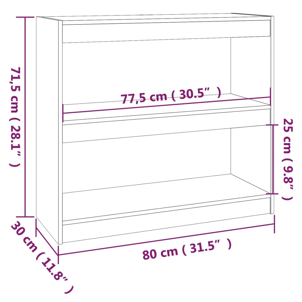 Kirjahylly/tilanjakaja hunajanruskea 80x30x71,5 cm täysi mänty - Sisustajankoti.fi
