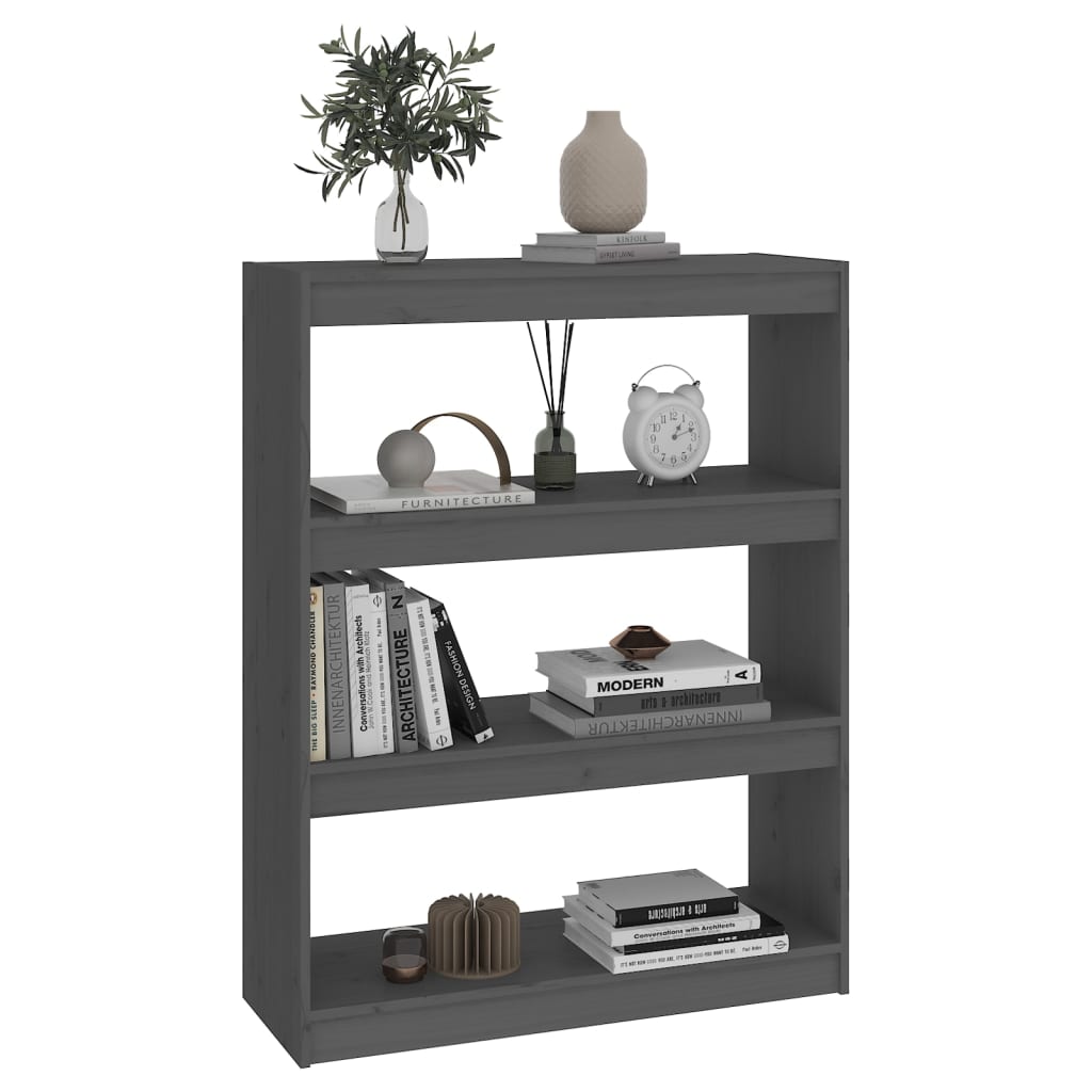 Kirjahylly/tilanjakaja harmaa 80x30x103,5 cm täysi mänty - Sisustajankoti.fi
