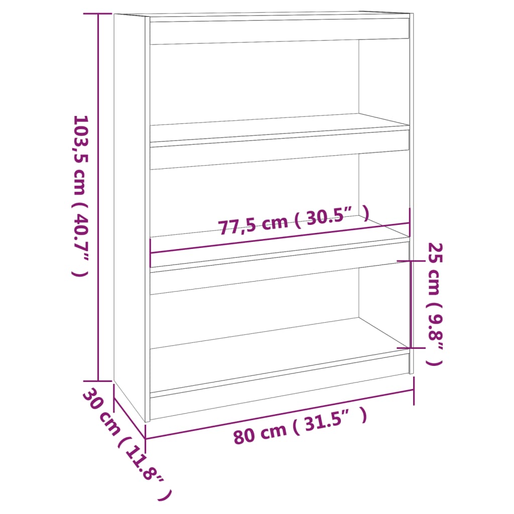 Kirjahylly/tilanjakaja hunajanruskea 80x30x103,5 cm täysi mänty - Sisustajankoti.fi