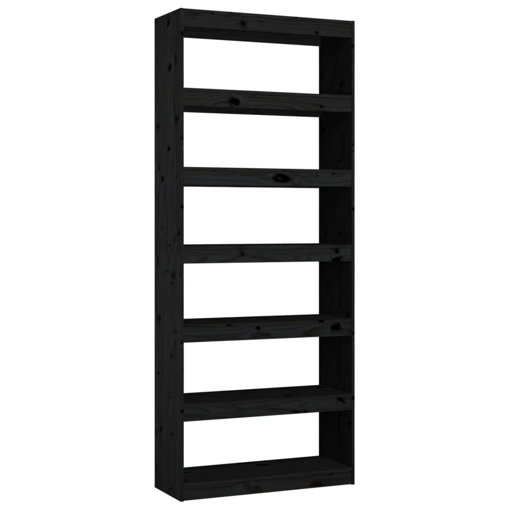 Kirjahylly/tilanjakaja musta 80x30x199,5 cm täysi mänty - Sisustajankoti.fi