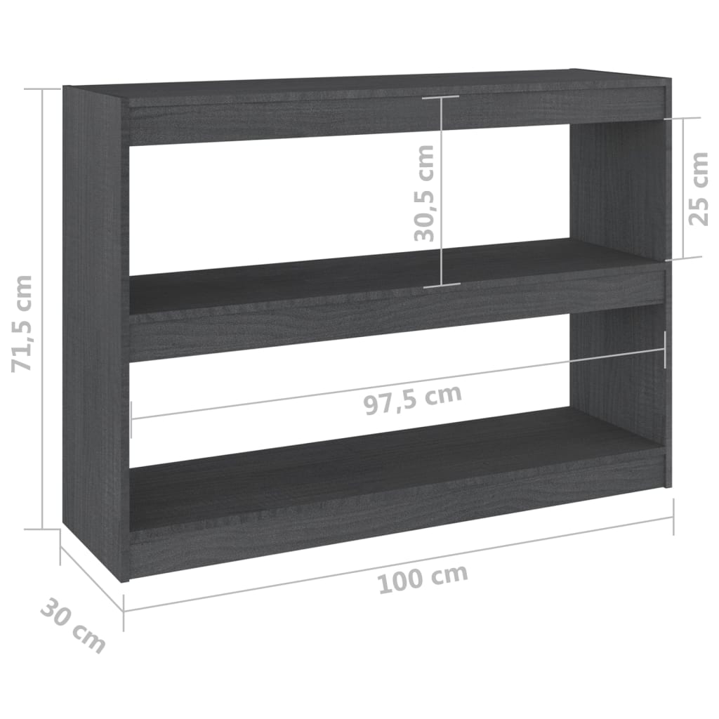 Kirjahylly/tilanjakaja harmaa 100x30x71,5 cm täysi mänty - Sisustajankoti.fi