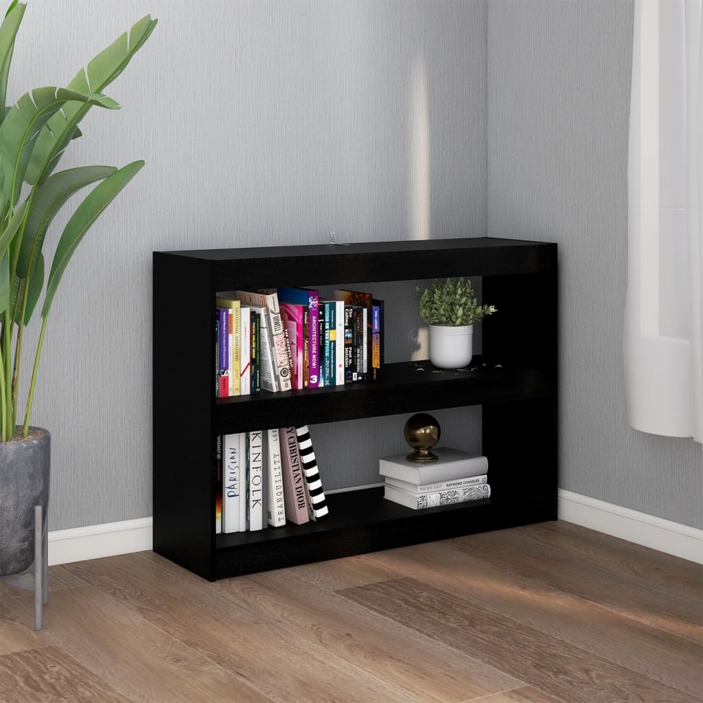 Kirjahylly/tilanjakaja musta 100x30x71,5 cm täysi mänty - Sisustajankoti.fi