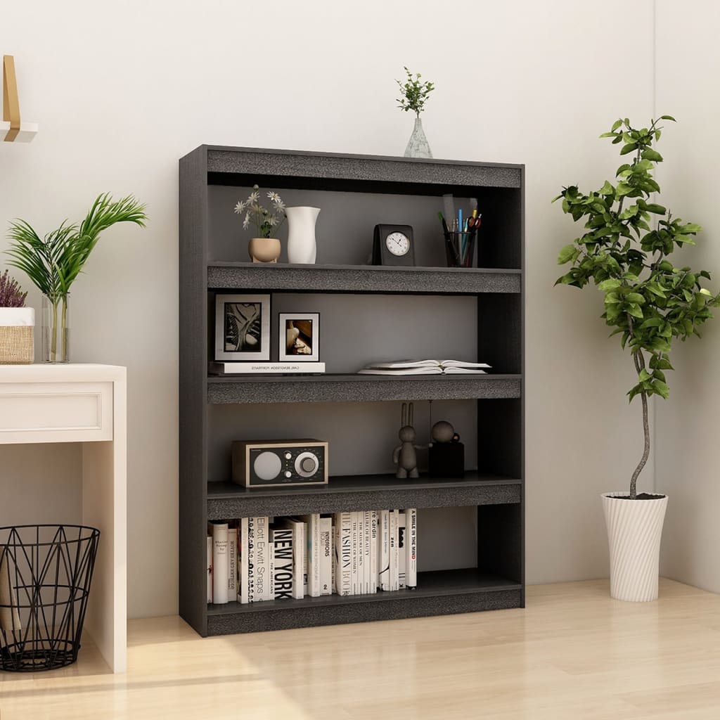 Kirjahylly/tilanjakaja harmaa 100x30x135,5 cm täysi mänty - Sisustajankoti.fi