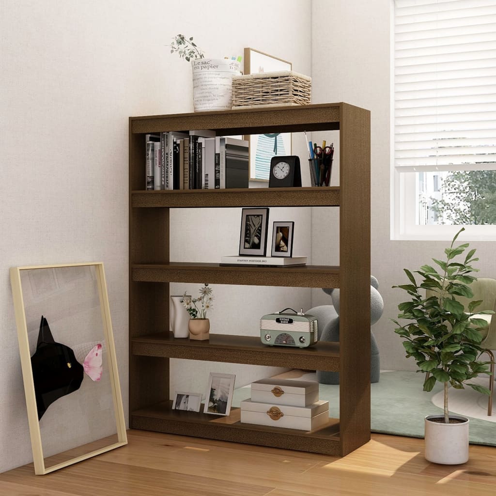 Kirjahylly/tilanjakaja hunajanruskea 100x30x135,5cm täysi mänty - Sisustajankoti.fi