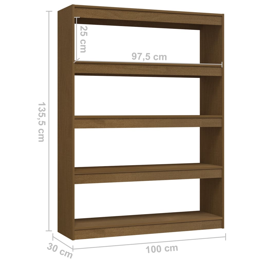 Kirjahylly/tilanjakaja hunajanruskea 100x30x135,5cm täysi mänty - Sisustajankoti.fi
