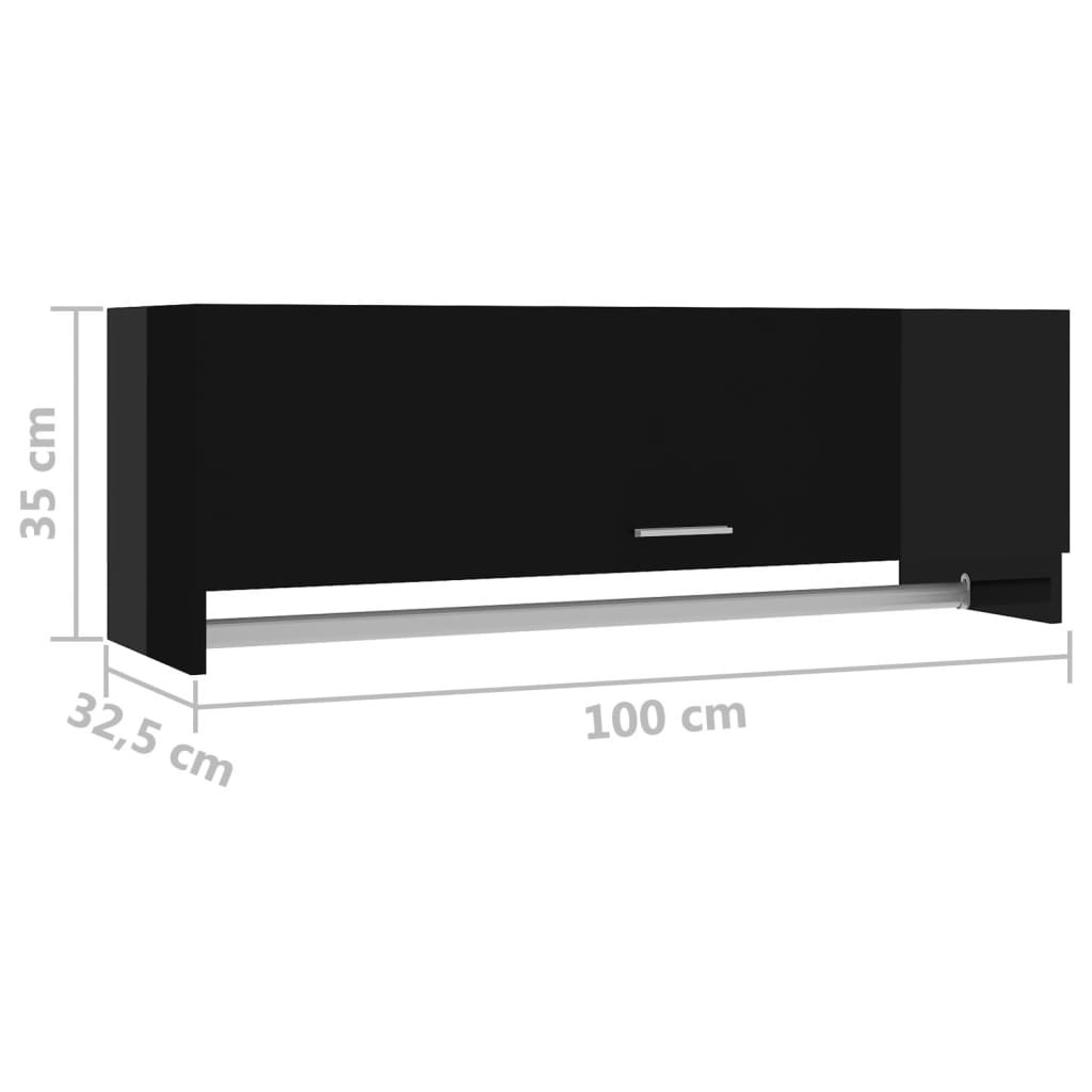 Vaatekaappi korkeakiilto musta 100x32,5x35 cm - Sisustajankoti.fi