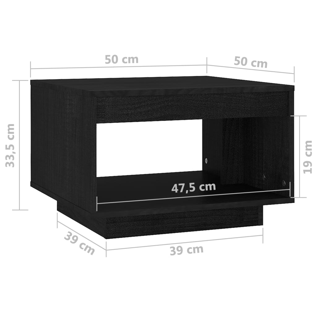 Sohvapöytä musta 50x50x33,5 cm täysi mänty - Sisustajankoti.fi