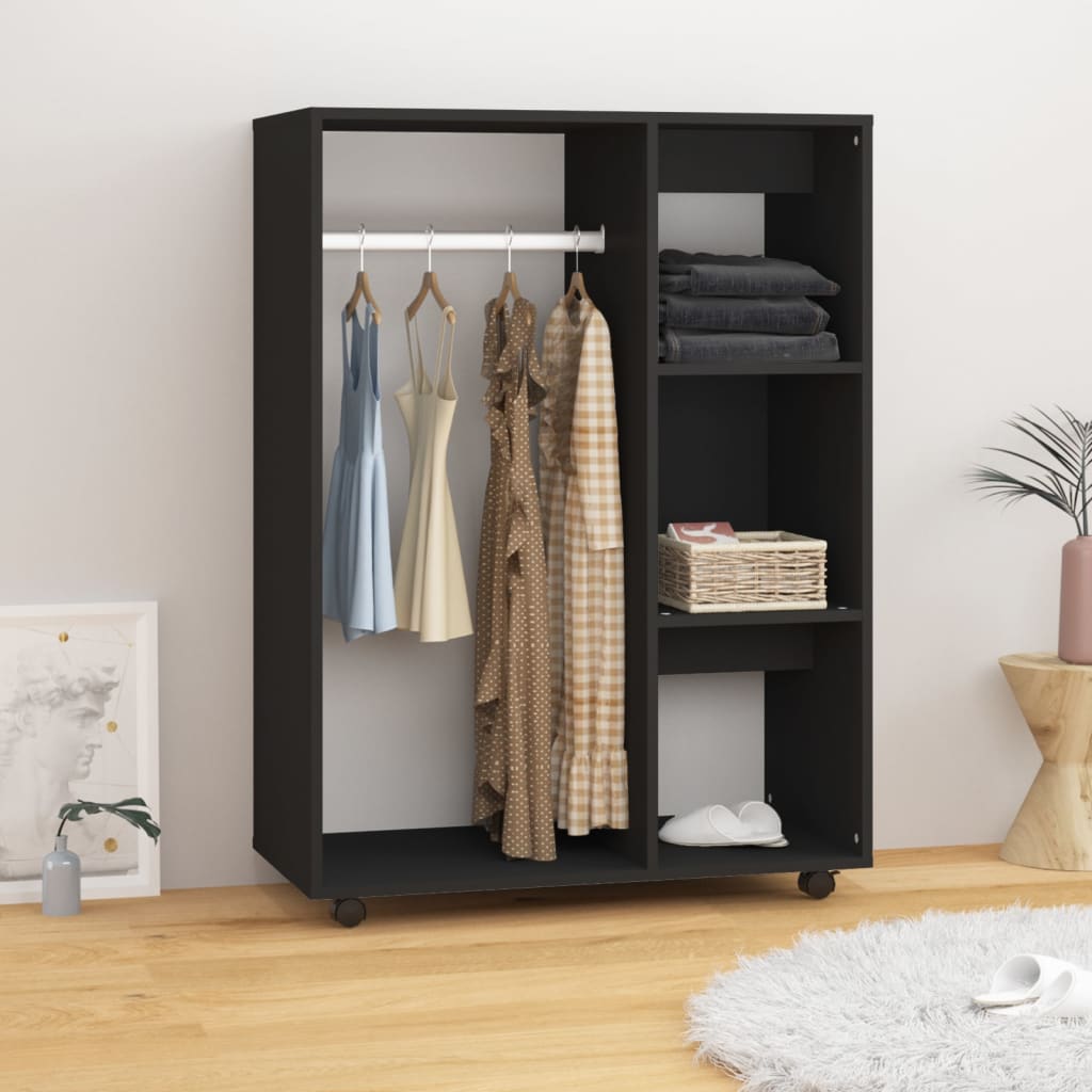 Vaatekaappi musta 80x40x110 cm lastulevy - Sisustajankoti.fi