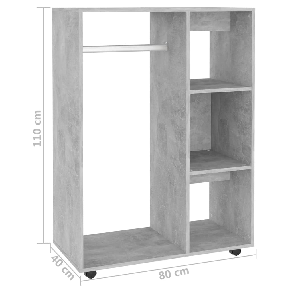 Vaatekaappi betoninharmaa 80x40x110 cm lastulevy - Sisustajankoti.fi