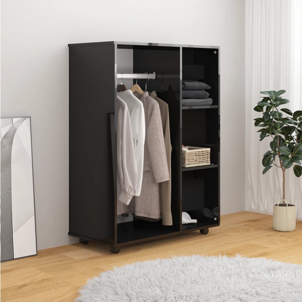 Vaatekaappi korkeakiilto musta 80x40x110 cm - Sisustajankoti.fi