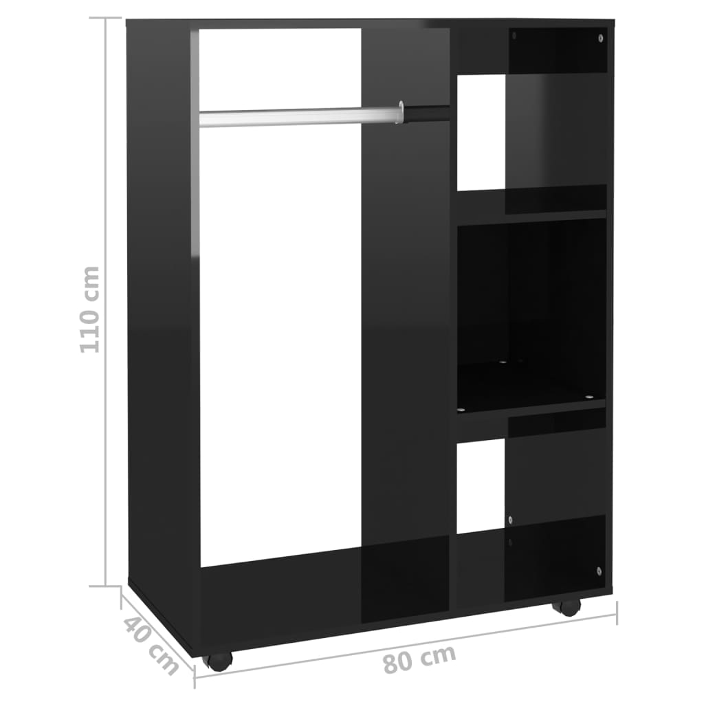 Vaatekaappi korkeakiilto musta 80x40x110 cm - Sisustajankoti.fi