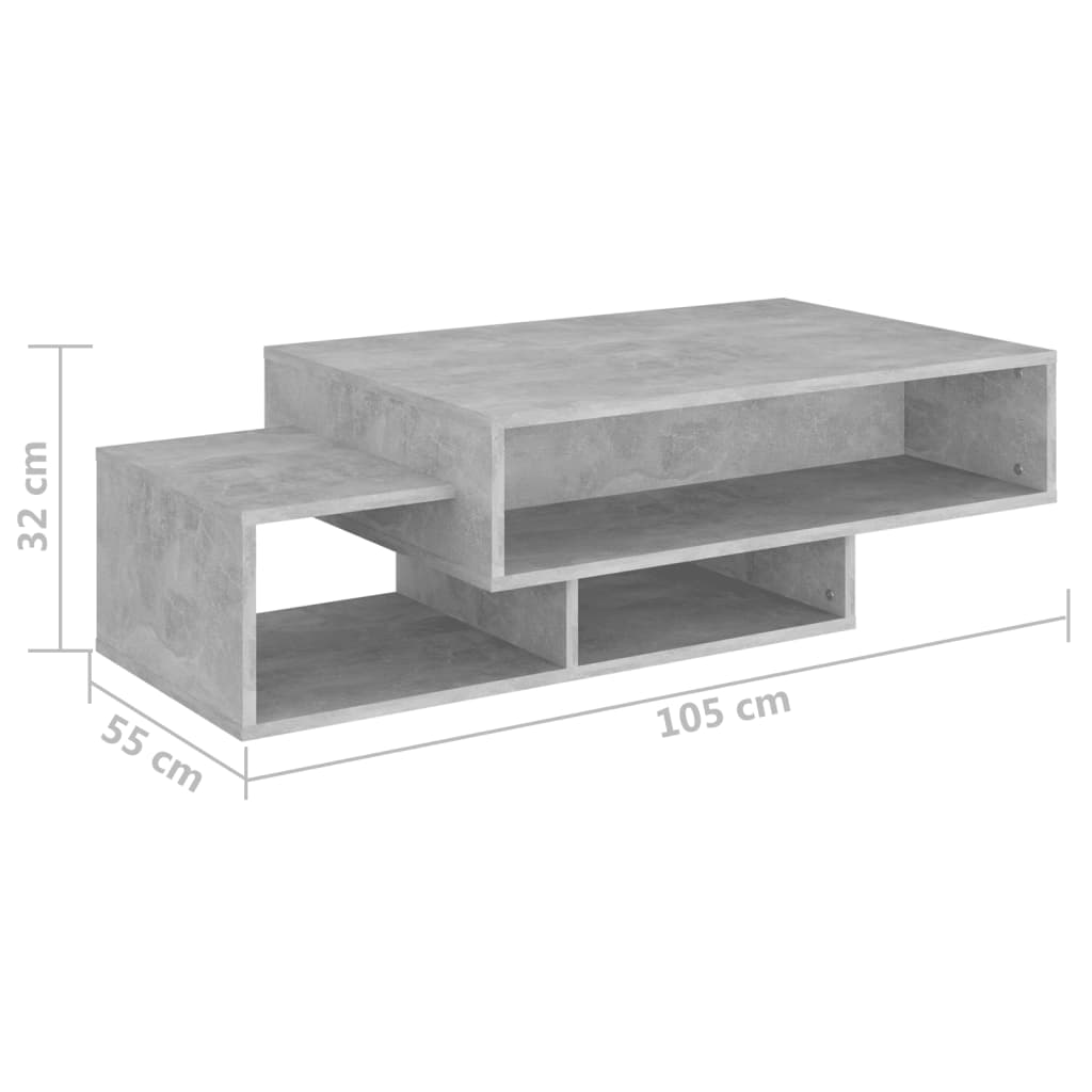 Sohvapöytä betoninharmaa 105x55x32 cm lastulevy - Sisustajankoti.fi