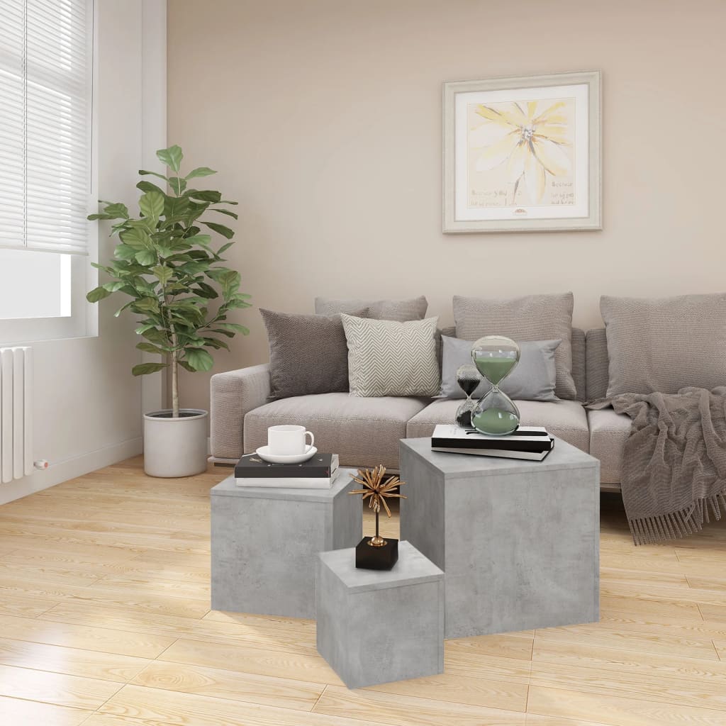 Sivupöydät 3 kpl betoninharmaa - Sisustajankoti.fi