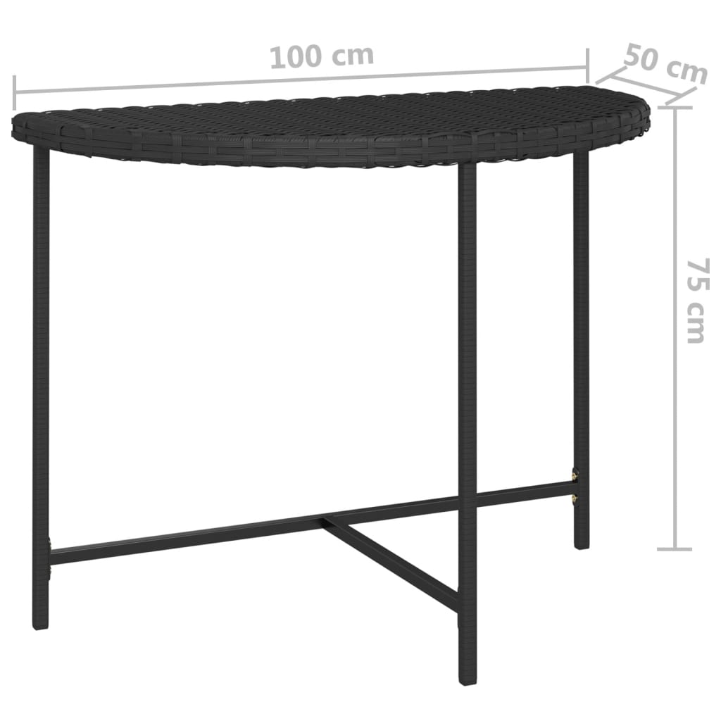 Puutarhapöytä musta 100x50x75 cm polyrottinki - Sisustajankoti.fi