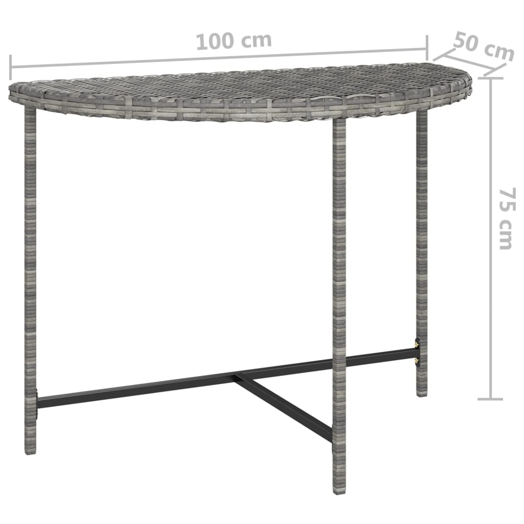 Puutarhapöytä harmaa 100x50x75 cm polyrottinki - Sisustajankoti.fi
