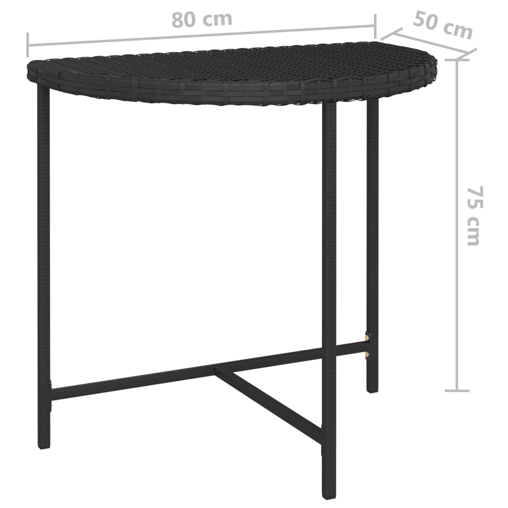 Puutarhapöytä musta 80x50x75 cm polyrottinki - Sisustajankoti.fi