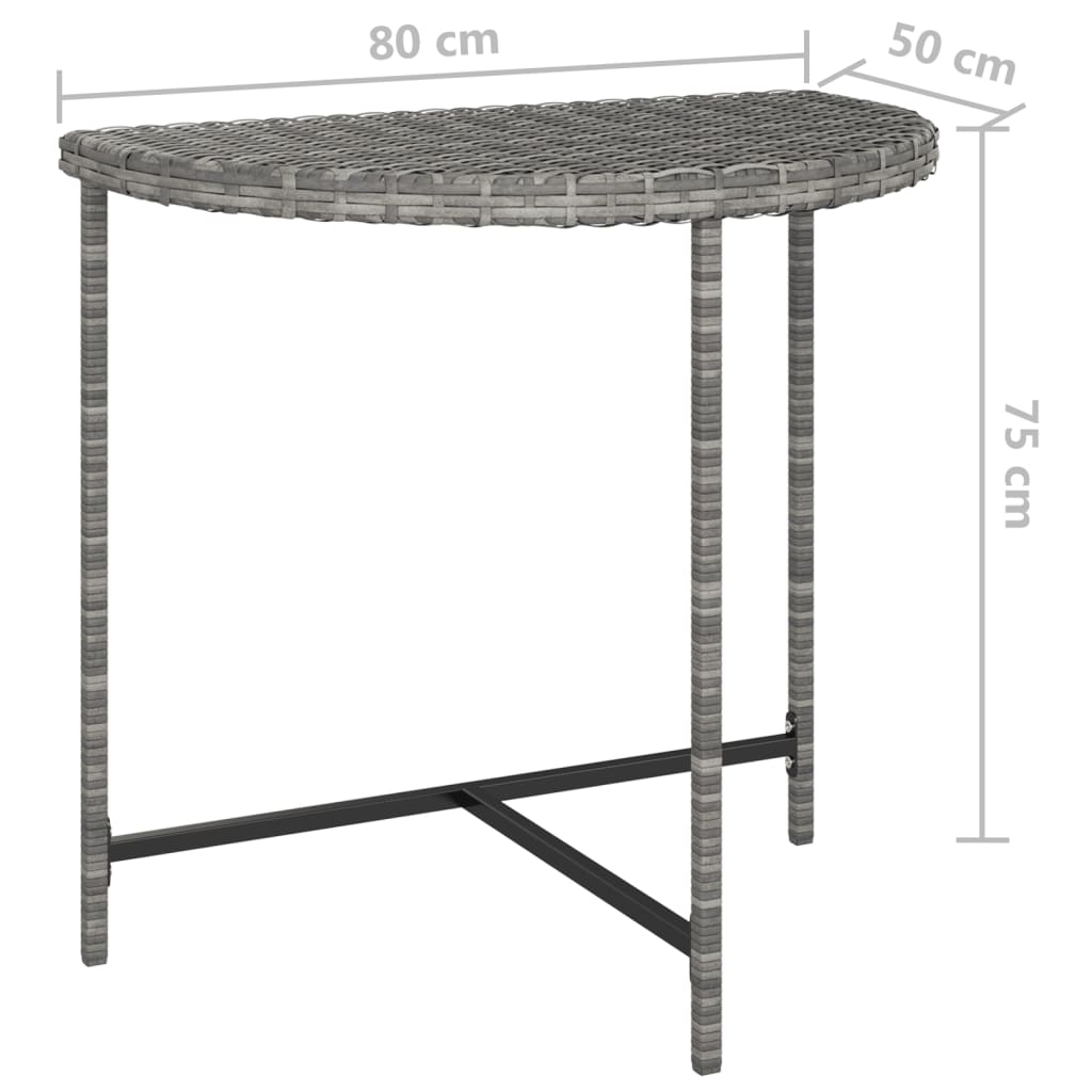 Puutarhapöytä harmaa 80x50x75 cm polyrottinki - Sisustajankoti.fi