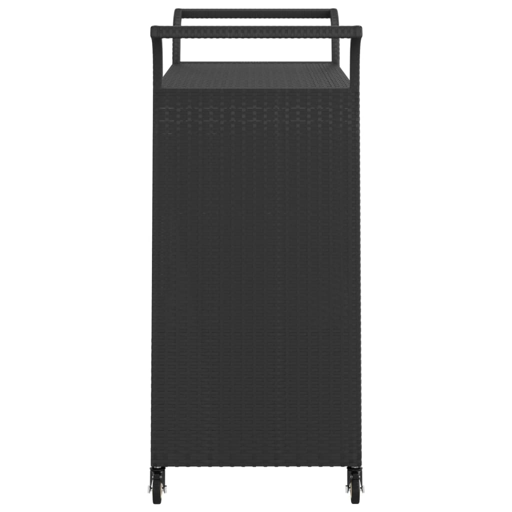 Baarivaunu laatikolla musta 100x45x97 cm polyrottinki - Sisustajankoti.fi