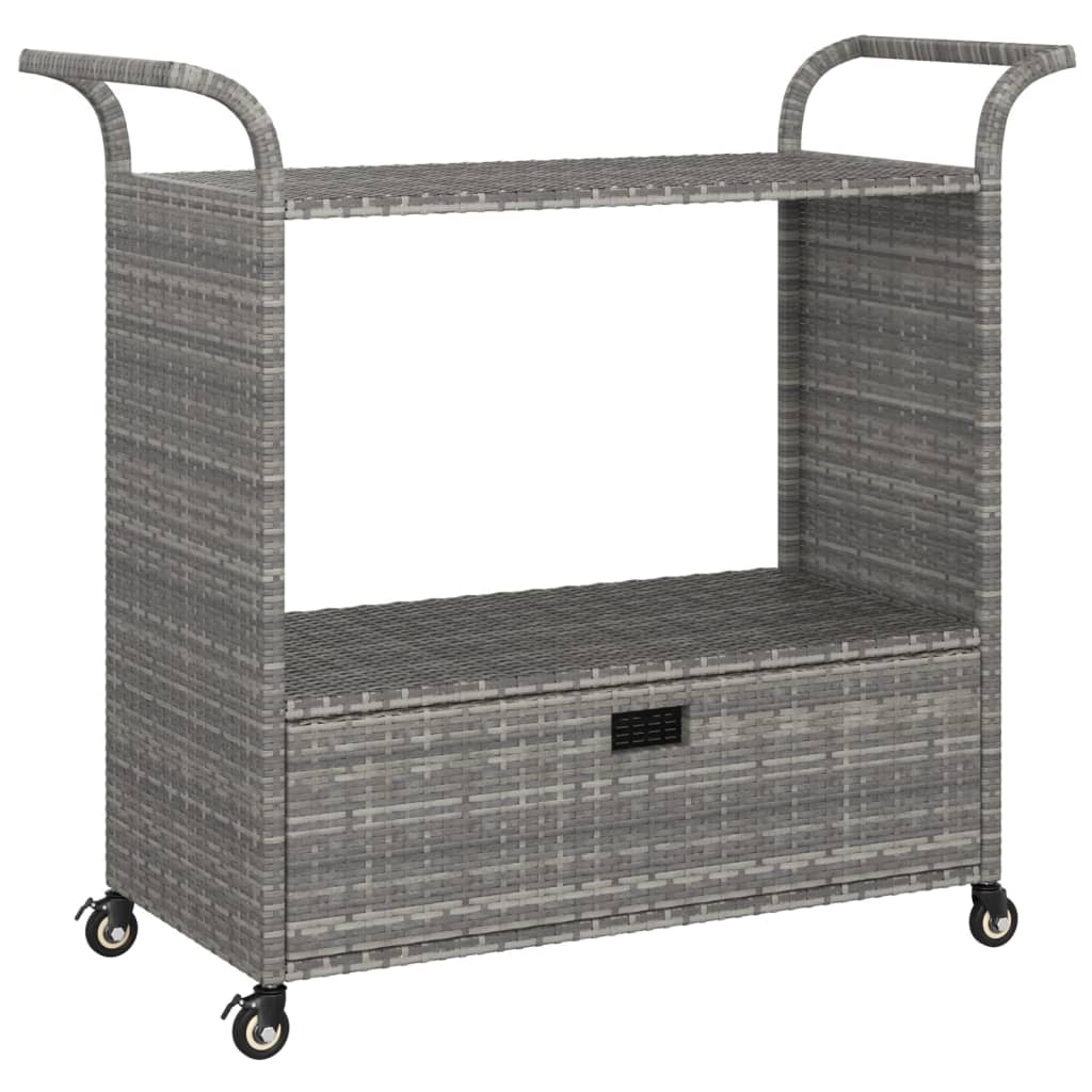 Baarivaunu laatikolla harmaa 100x45x97 cm polyrottinki - Sisustajankoti.fi