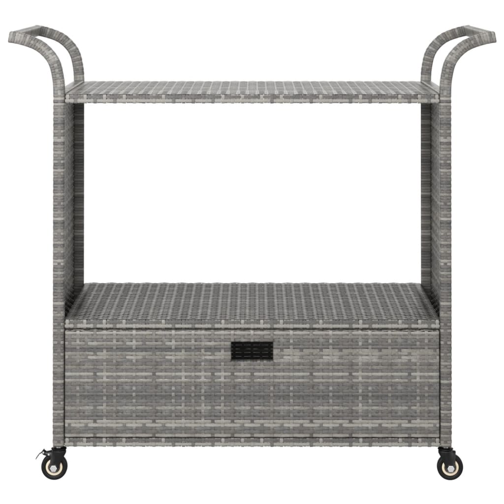 Baarivaunu laatikolla harmaa 100x45x97 cm polyrottinki - Sisustajankoti.fi
