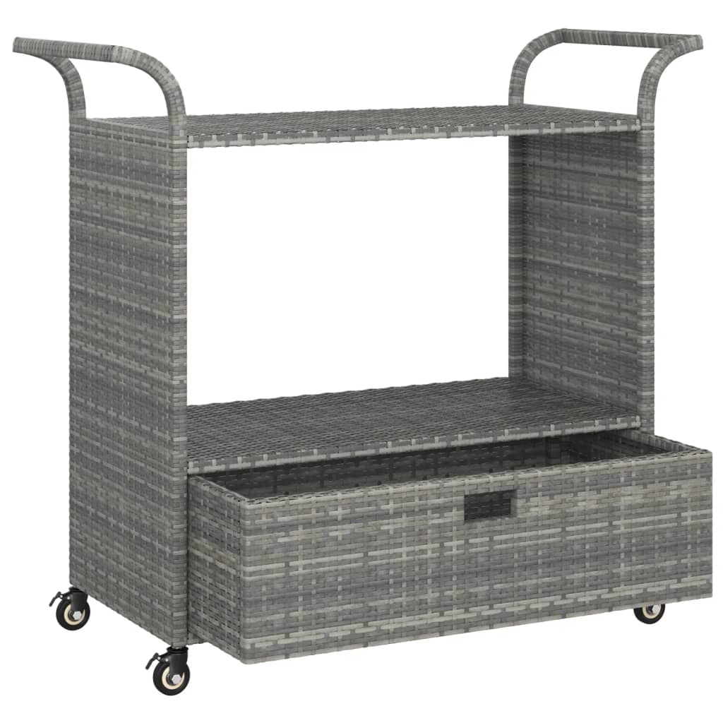 Baarivaunu laatikolla harmaa 100x45x97 cm polyrottinki - Sisustajankoti.fi