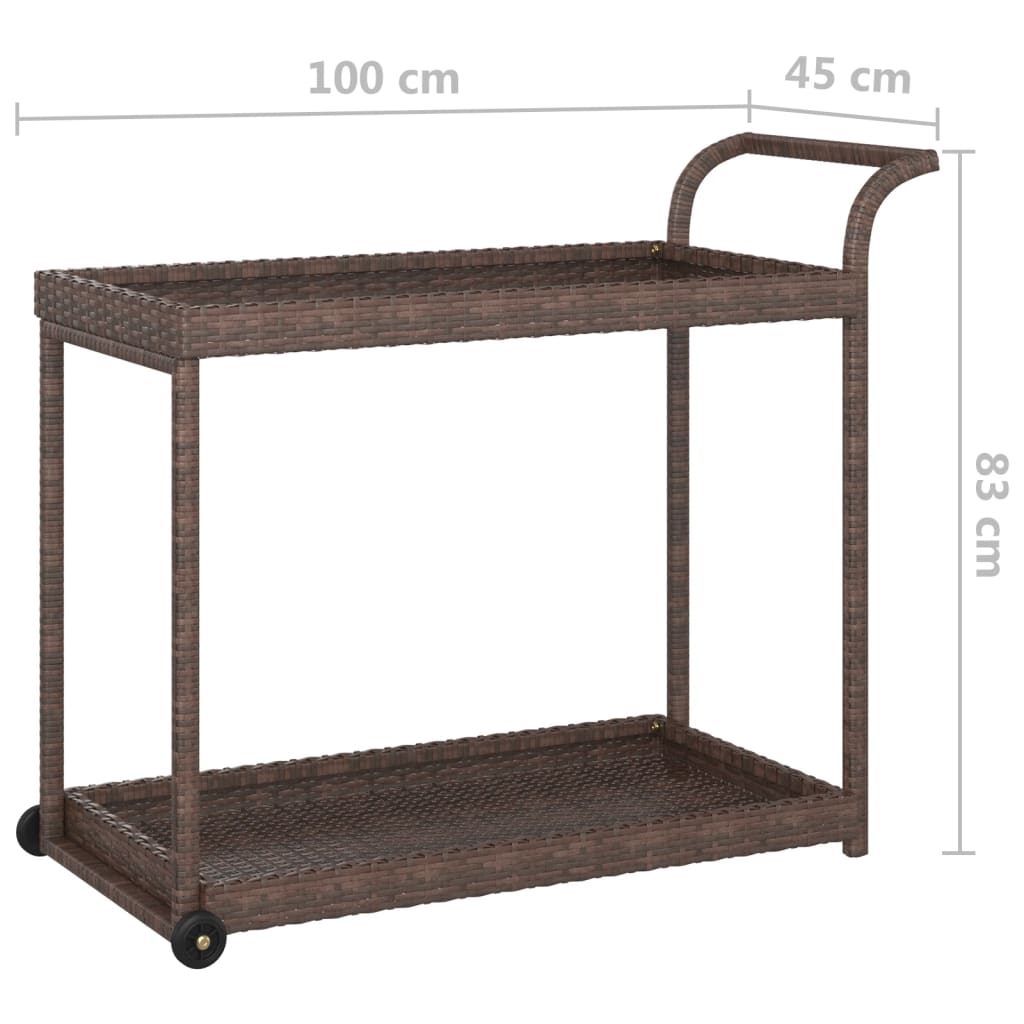 Baarivaunu ruskea 100x45x83 cm polyrottinki - Sisustajankoti.fi